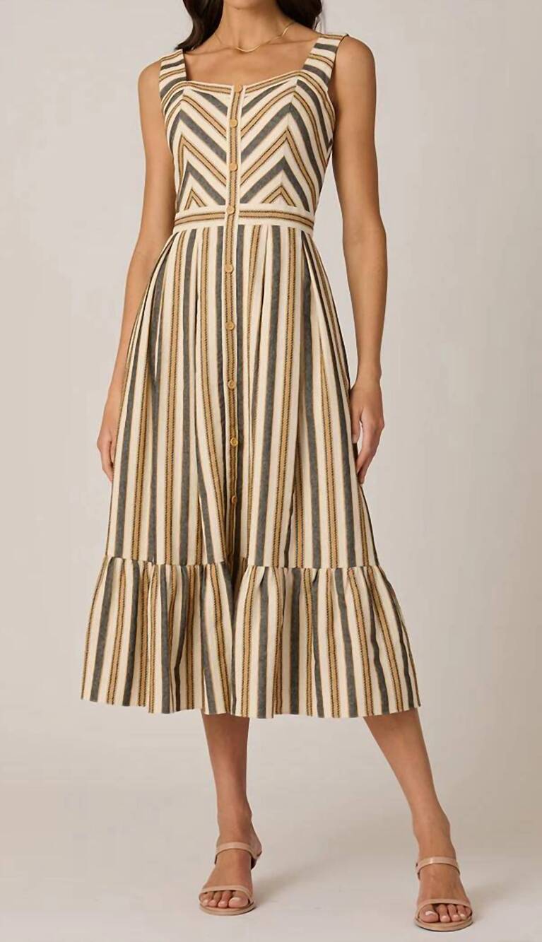 NEW SHOSHANNA lyda midi dress in sand/ivory/jet